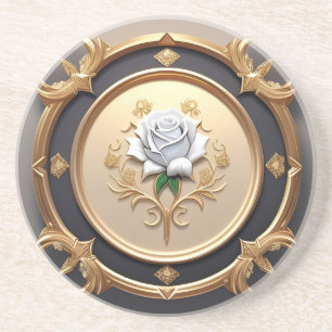 Elegante Rose mit aufwendigem dekorativen Rahmen Getränkeuntersetzer