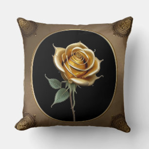 Elegante Rose mit aufwendigem Zierrahmen Kissen
