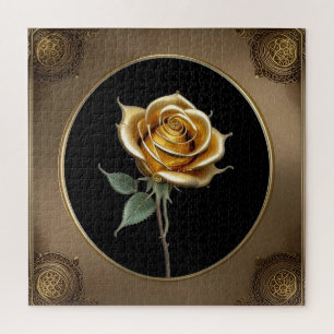 Elegante Rose mit aufwendigem Zierrahmen Puzzle
