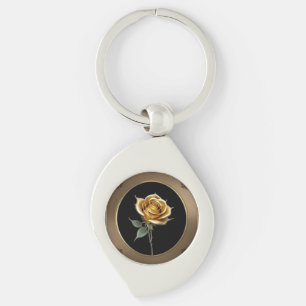 Elegante Rose mit aufwendigem Zierrahmen Schlüsselanhänger