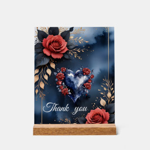 Elegante Rose mit goldenem Blattwerk Acrylschild