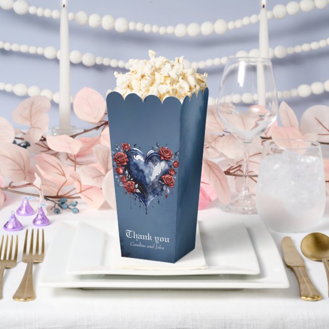 Elegante Rose mit goldenem Blattwerk Geschenkschachtel (Hochzeit)