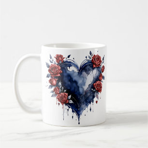 Elegante Rose mit goldenem Blattwerk Kaffeetasse