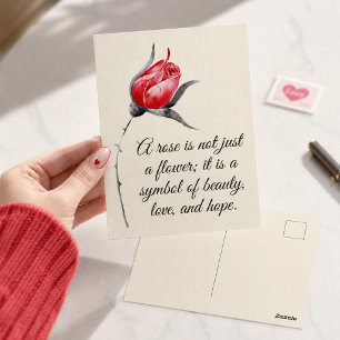 Elegante Rose mit inspirierendem Zitat Postkarte