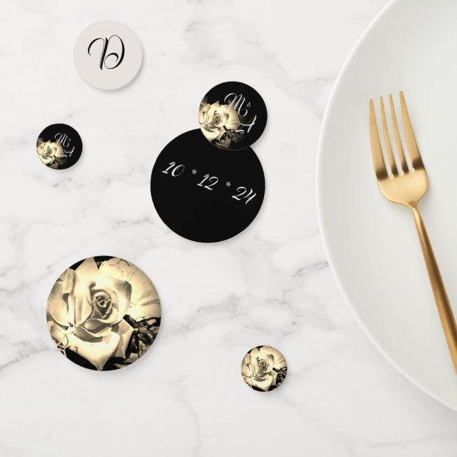 Elegante Rose Mit Monogramm Konfetti (Gruppe)