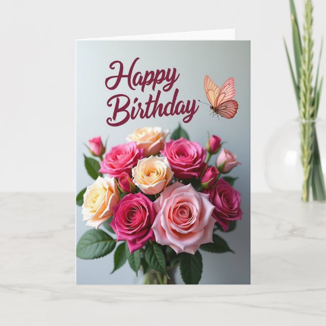 Elegante Rose mit Punkten Karte (Vorderseite)