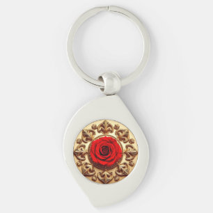 Elegante Rose mit Verziertem Dekorationsrahmen Schlüsselanhänger