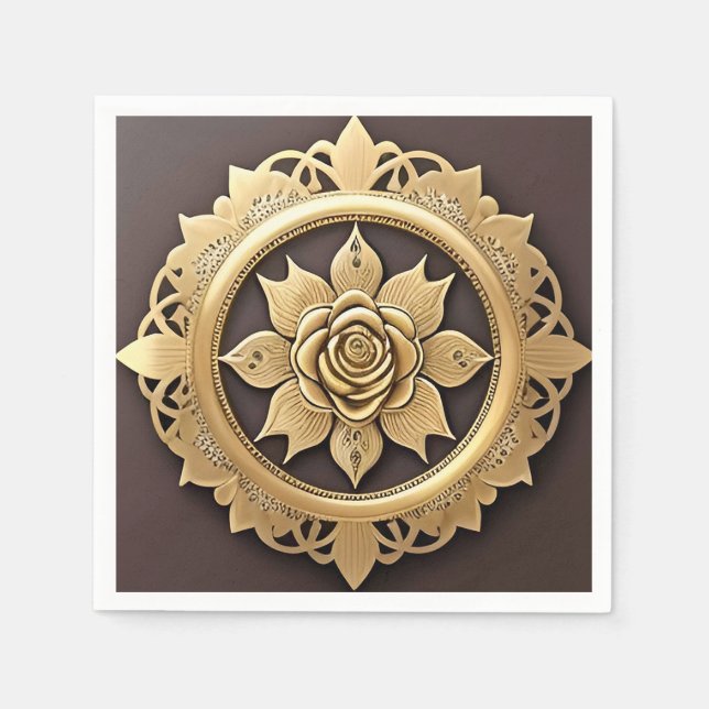 Elegante Rose mit Verziertem Dekorationsrahmen Serviette (Vorderseite)
