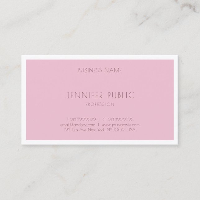 Elegante Rose Modernes Template Visitenkarte (Vorderseite)