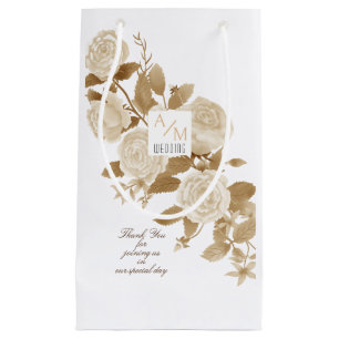 Elegante Rose Monogram White Kleine Geschenktüte