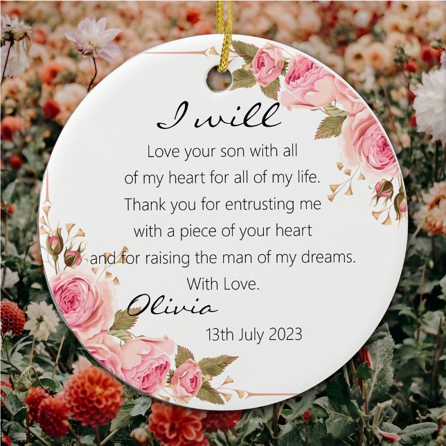 Elegante Rose Mutter der Groombride Hochzeit Keramik Ornament (Von Creator hochgeladen)