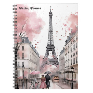 Elegante Rose Paris Frankreich Romantischer Eiffel Notizblock