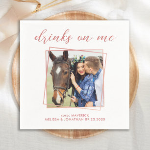 Elegante Rose Personalisiertes Foto Hochzeit Serviette