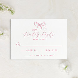 Elegante Rose Pink Bow Wedding RSVP Karte