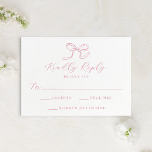 Elegante Rose Pink Bow Wedding RSVP Karte