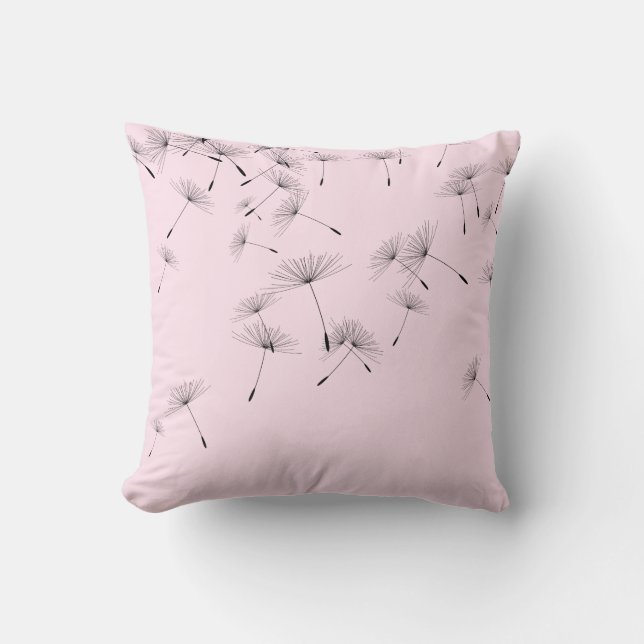 ELEGANTE ROSE PINK FALLEN DANDELION CUSHION KISSEN (Vorderseite)