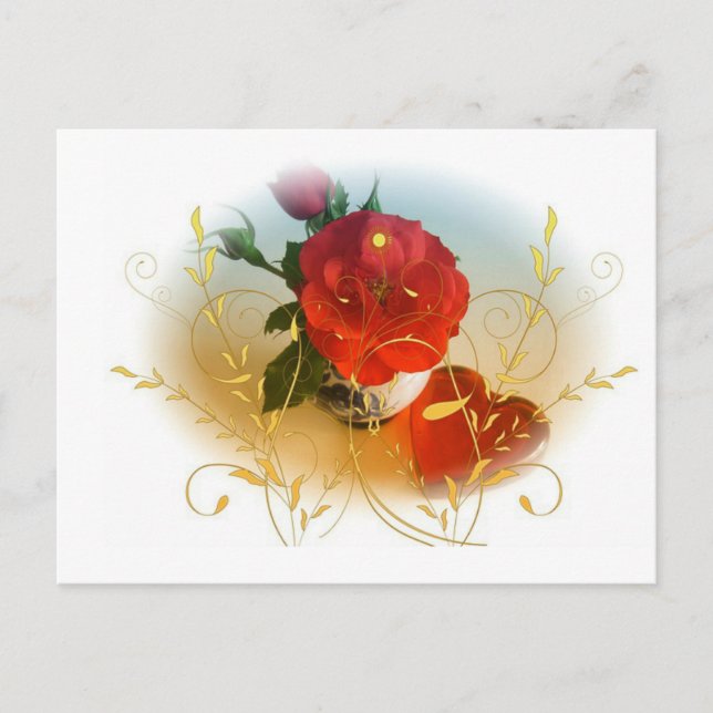 Elegante Rose Postkarte (Vorderseite)