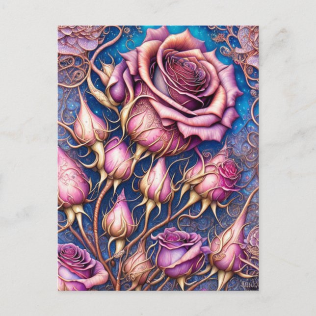 Elegante Rose Postkarte (Vorderseite)