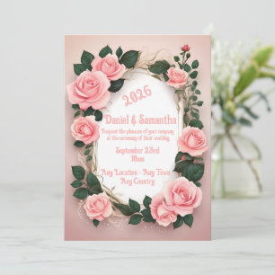 Elegante Rose Rahmen Vorlage Hochzeits-Einladung