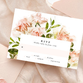 Elegante Rose Romance Watercolor Wedding RSVP Card Karte