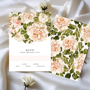 Elegante Rose Romance Watercolor Wedding RSVP Card Karte