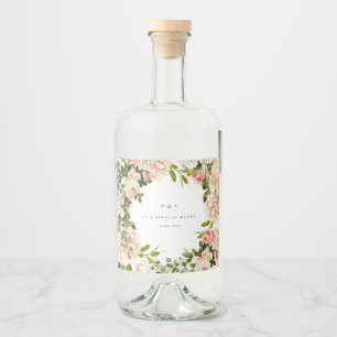 Elegante Rose Romance Wedding Alkoholflaschenetikett