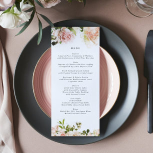 Elegante Rose Romance Wedding Menu Menükarte