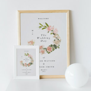 Elegante Rose Romance Wedding Welcome Poster