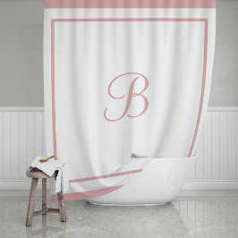 Elegante Rose Rosa Border Script Monogram Letter Duschvorhang