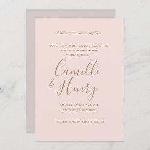 Elegante Rose Rosa Gold Moderne Hochzeit Einladung