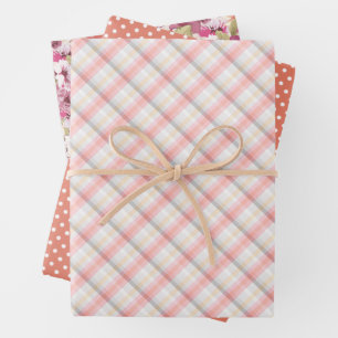 Elegante Rose Rosa Korallenfarben Geschenkpapier Set