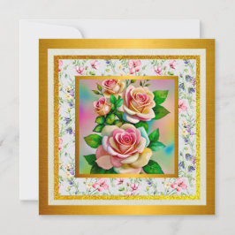 Elegante Rose Rosa und Gelbe Wasserfarbenpastel Dankeskarte