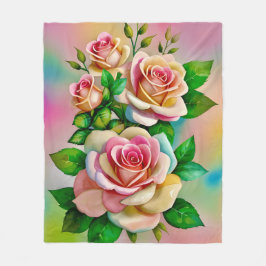 Elegante Rose Rosa und Gelbe Wasserfarbenpastel Fleecedecke