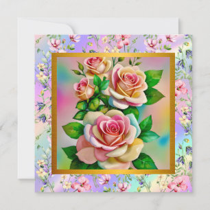 Elegante Rose Rosa und Gelbe Wasserfarbenpastel Mitteilungskarte