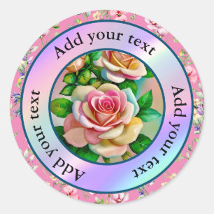 Elegante Rose Rosa und Gelbe Wasserfarbenpastel Runder Aufkleber