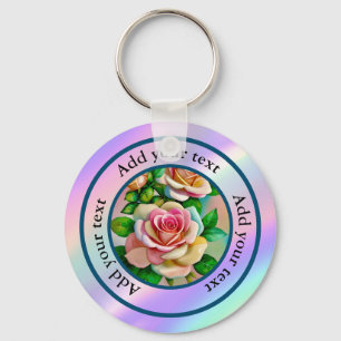Elegante Rose Rosa und Gelbe Wasserfarbenpastel Schlüsselanhänger