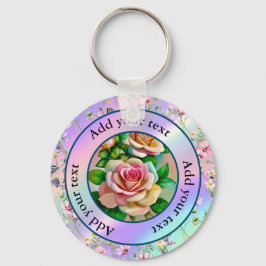 Elegante Rose Rosa und Gelbe Wasserfarbenpastel Schlüsselanhänger