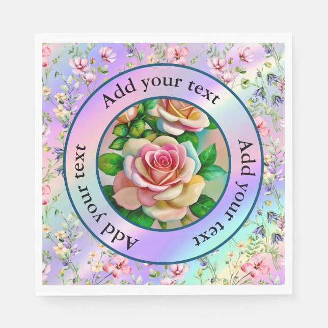 Elegante Rose Rosa und Gelbe Wasserfarbenpastel Serviette (Vorderseite)