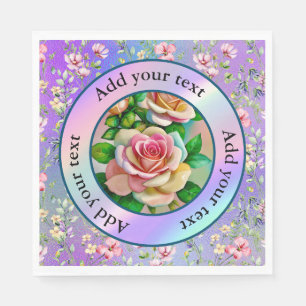 Elegante Rose Rosa und Gelbe Wasserfarbenpastel Serviette