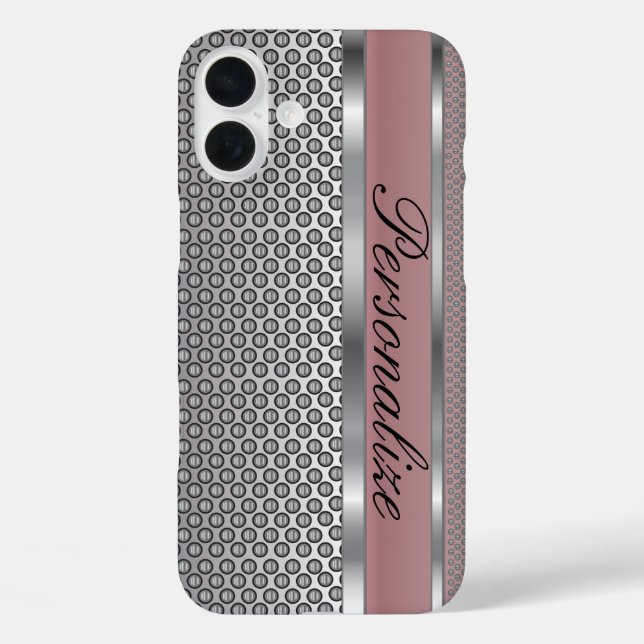 Elegante Rose Rosa- und Silbermetalldesign Case-Mate iPhone Hülle (Rückseite)