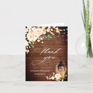 Elegante Rose Rosenholz Lattern Dankeskarte