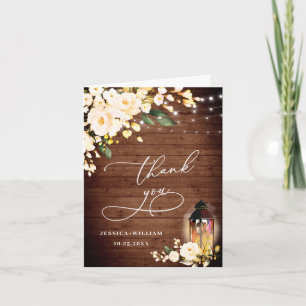 Elegante Rose Rosenholz Lattern Dankeskarte
