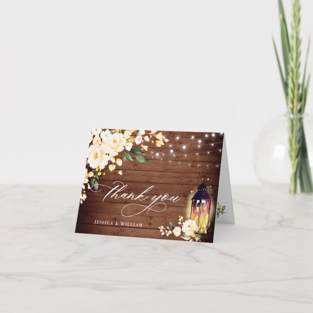 Elegante Rose Rosenholz Lattern Dankeskarte (Vorderseite)