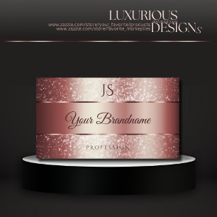 Elegante Rose Roter Sparkle Glitzer und Initials Visitenkarte