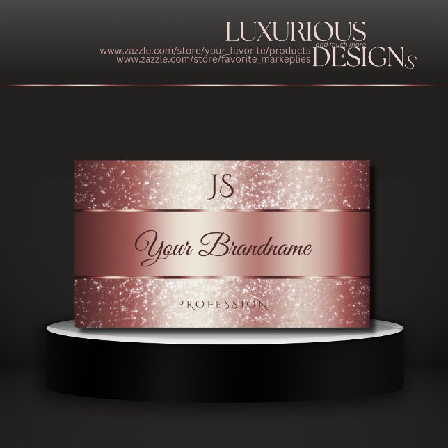 Elegante Rose Roter Sparkle Glitzer und Initials Visitenkarte (Von Creator hochgeladen)