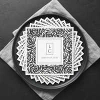 Elegante Rose Schwarz-weiß Paper Napkin