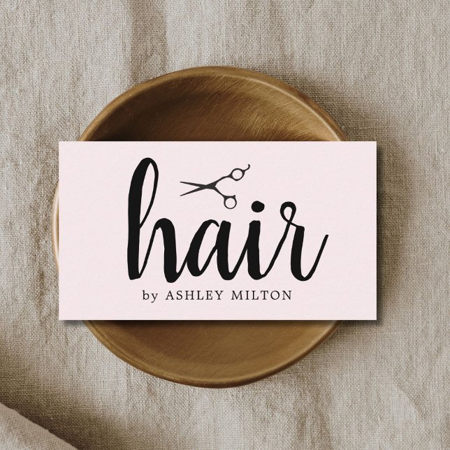 Elegante Rose Schwarze Scheren Haarstylistin Visitenkarte (Von Creator hochgeladen)