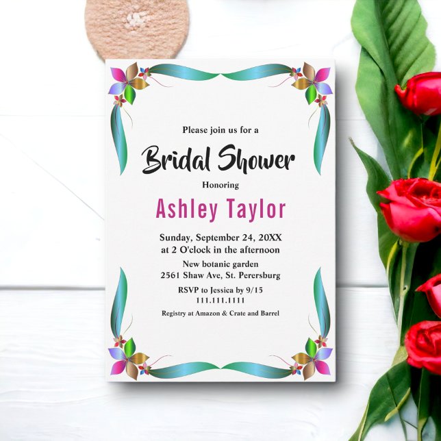 Elegante Rose Shiny Floral Brautparty Einladung (Von Creator hochgeladen)