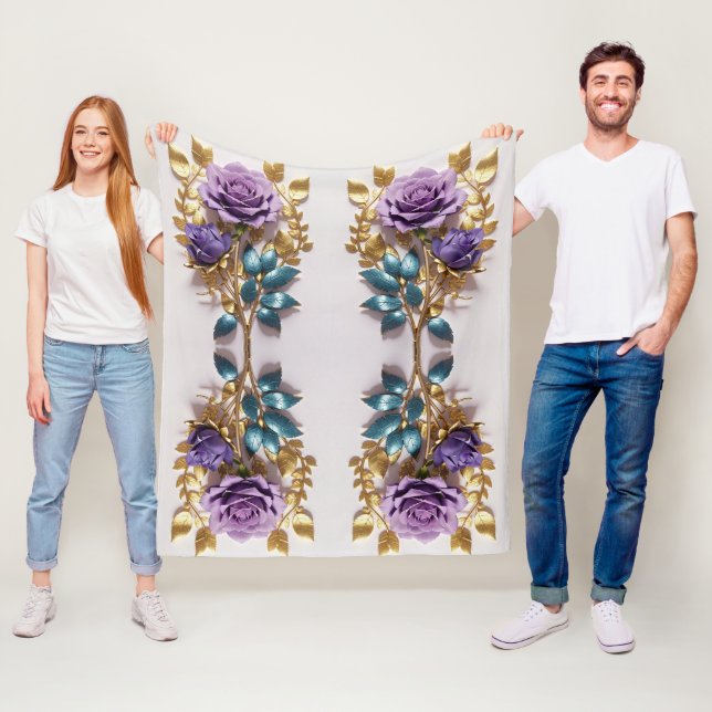 Elegante Rose Symbol Design Zeitlose Blumenkunst Fleecedecke (Beispiel)