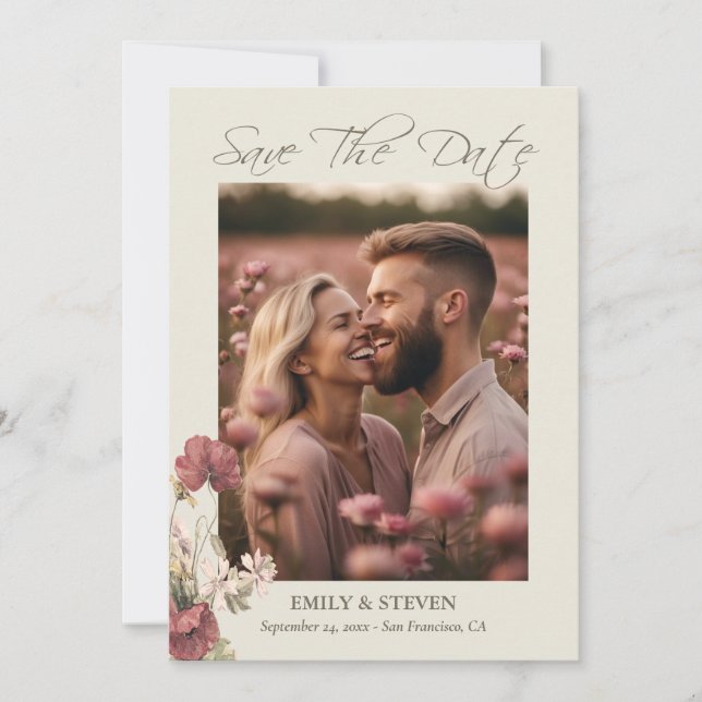 Elegante Rose Taupe Fotos Save the Date (Vorderseite)